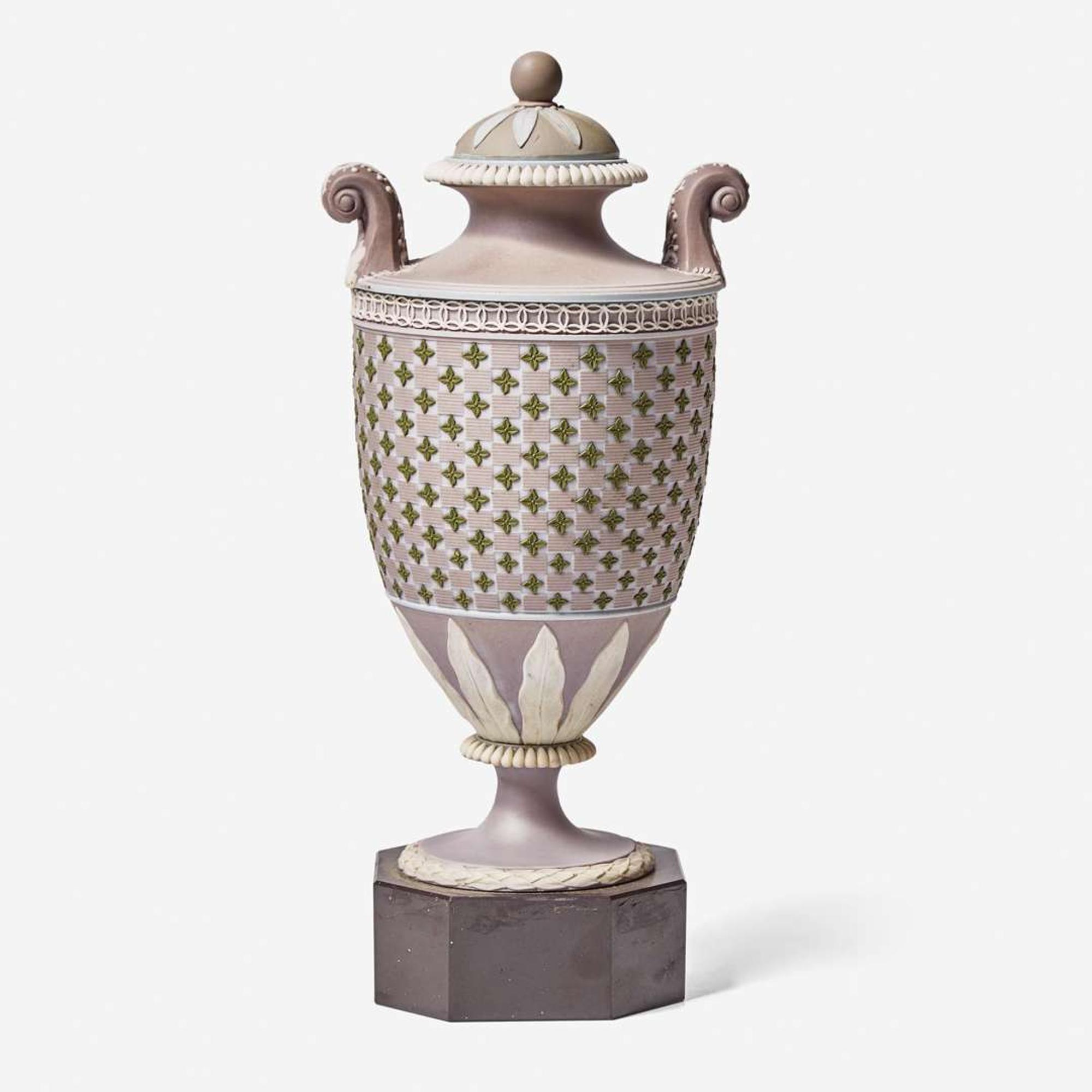 A Wedgwood Tricolor Diced Ware Vase and Cover UK, late 19th century