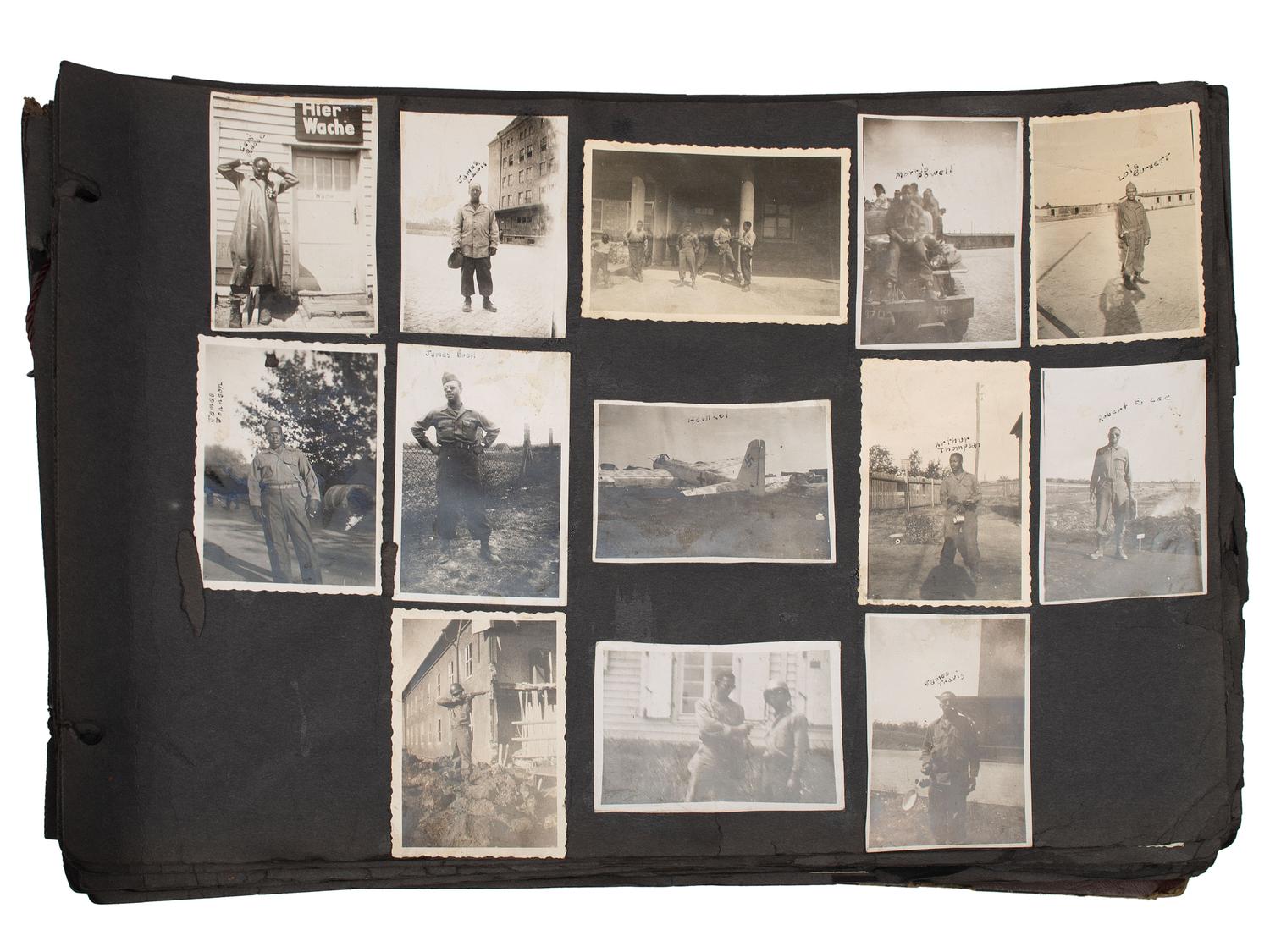 [WORLD WAR II]. Photo album and insignia belonging to an African American soldier.