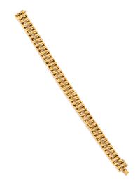 FRENCH, YELLOW GOLD DOUBLE LINK CHAIN BRACELET