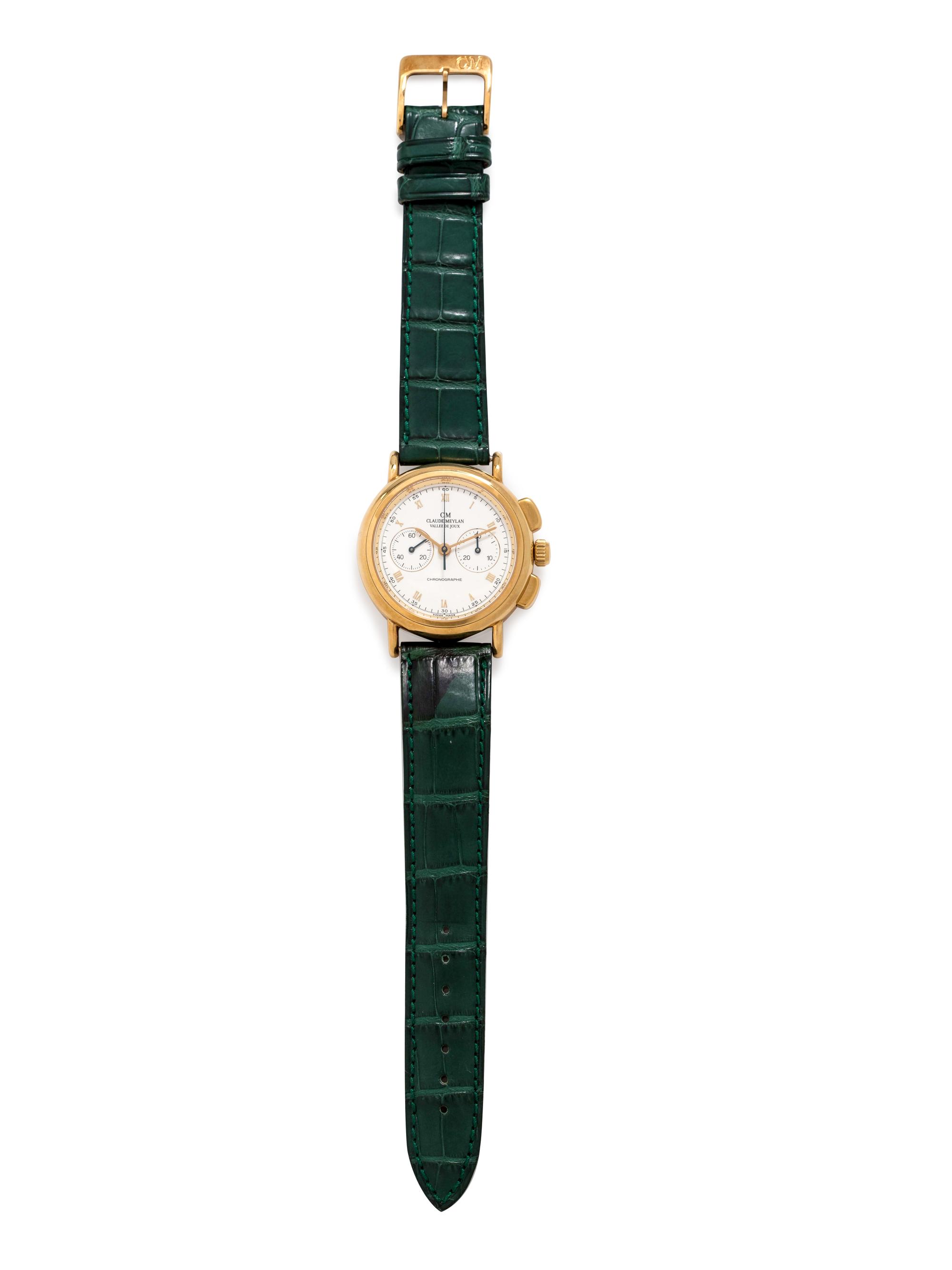 Claude Meylan, 18K Yellow Gold Chronograph Wristwatch
