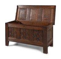 A William and Mary Carved Oak Blanket Chest