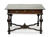 A William and Mary Style Oak Side Table, Height 27 x width 38 1/4 x depth 21 1/4 inches.
