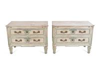 A Pair of Louis XVI Style Painted Commodes — 20TH CENTURY