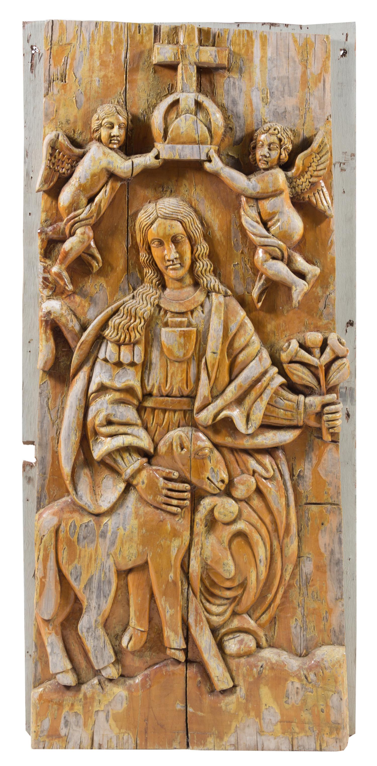 A Pair of Continental Carved Panels Height 67 1/4 x width 28 1/2 inches. — 19TH CENTURY