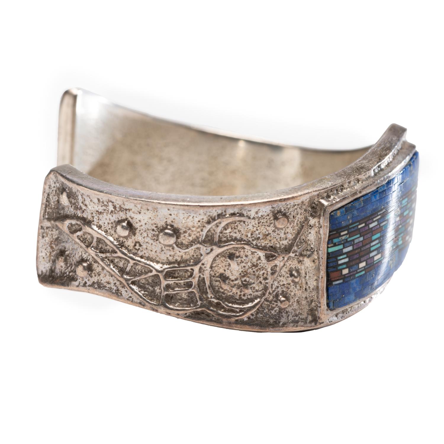 Sterling Silver Cuff, with Micro Mosaic Inlay Lot is located and will ship from Denver, Colorado.