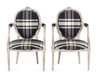 A Pair of Louis XVI Style Painted Fauteuils