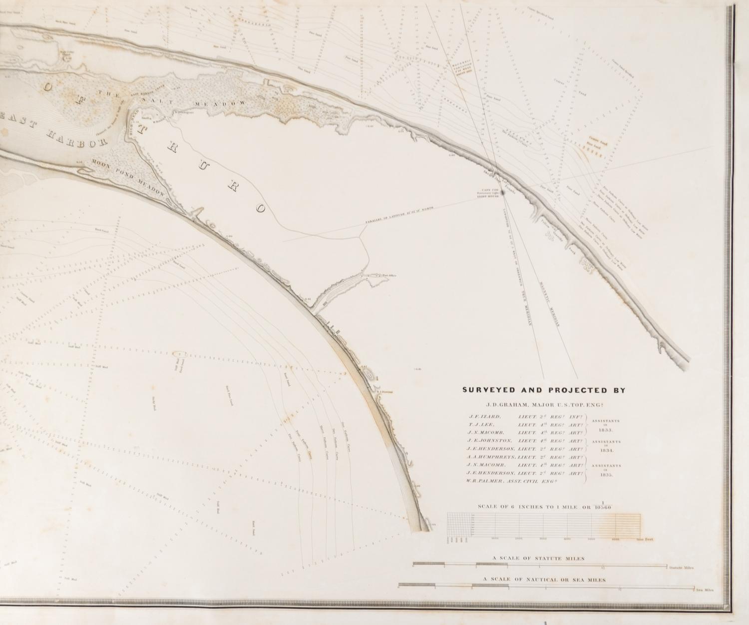 (MAP) UNITED STATES BUREAU OF TOPOGRAPHICAL ENGINEERS. A Map of the Extremity of Cape Cod.. Wash, 1836. Lg. 4-sheet eng. map.