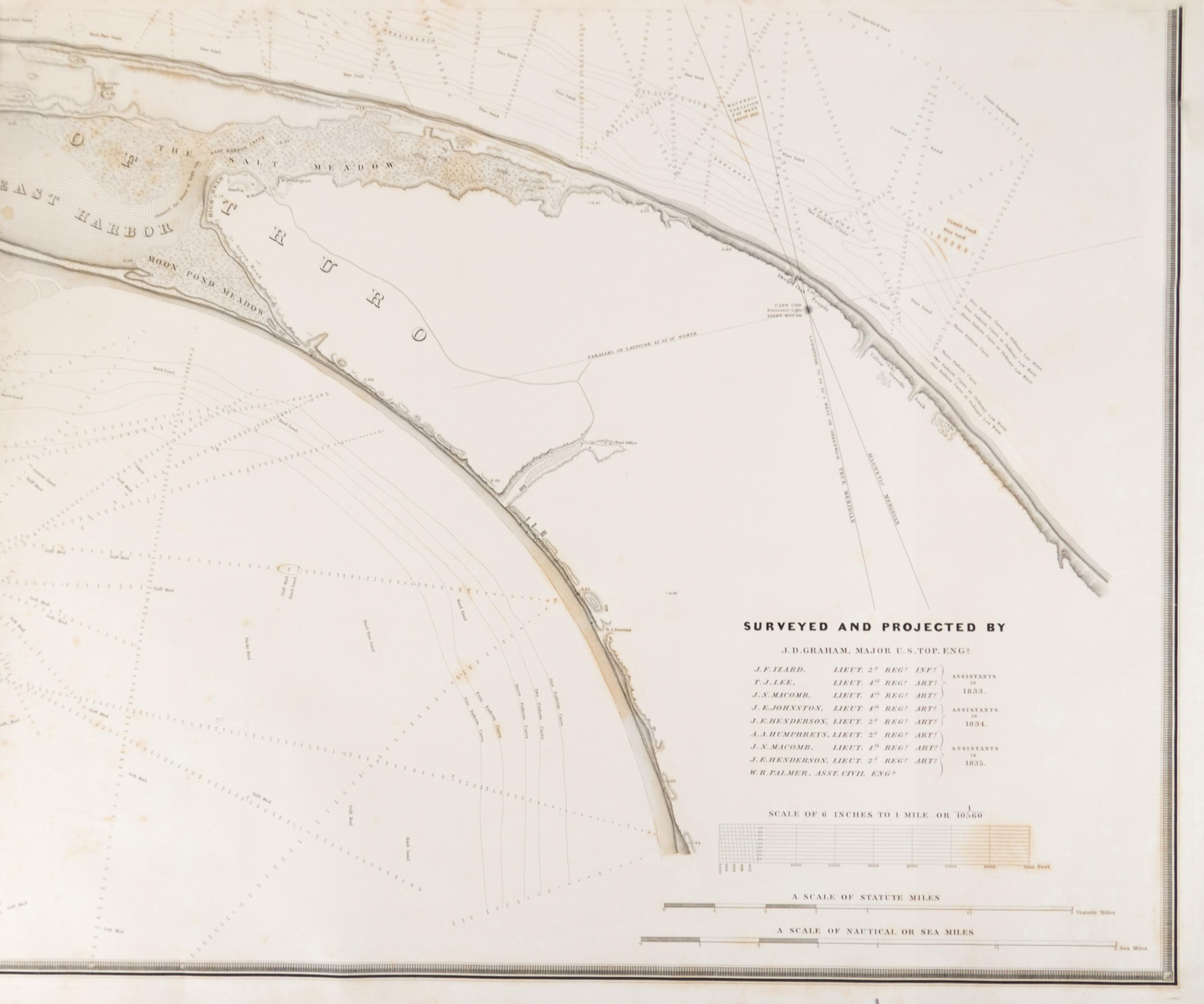 (MAP) UNITED STATES BUREAU OF TOPOGRAPHICAL ENGINEERS. A Map of the Extremity of Cape Cod.. Wash, 1836. Lg. 4-sheet eng. map.