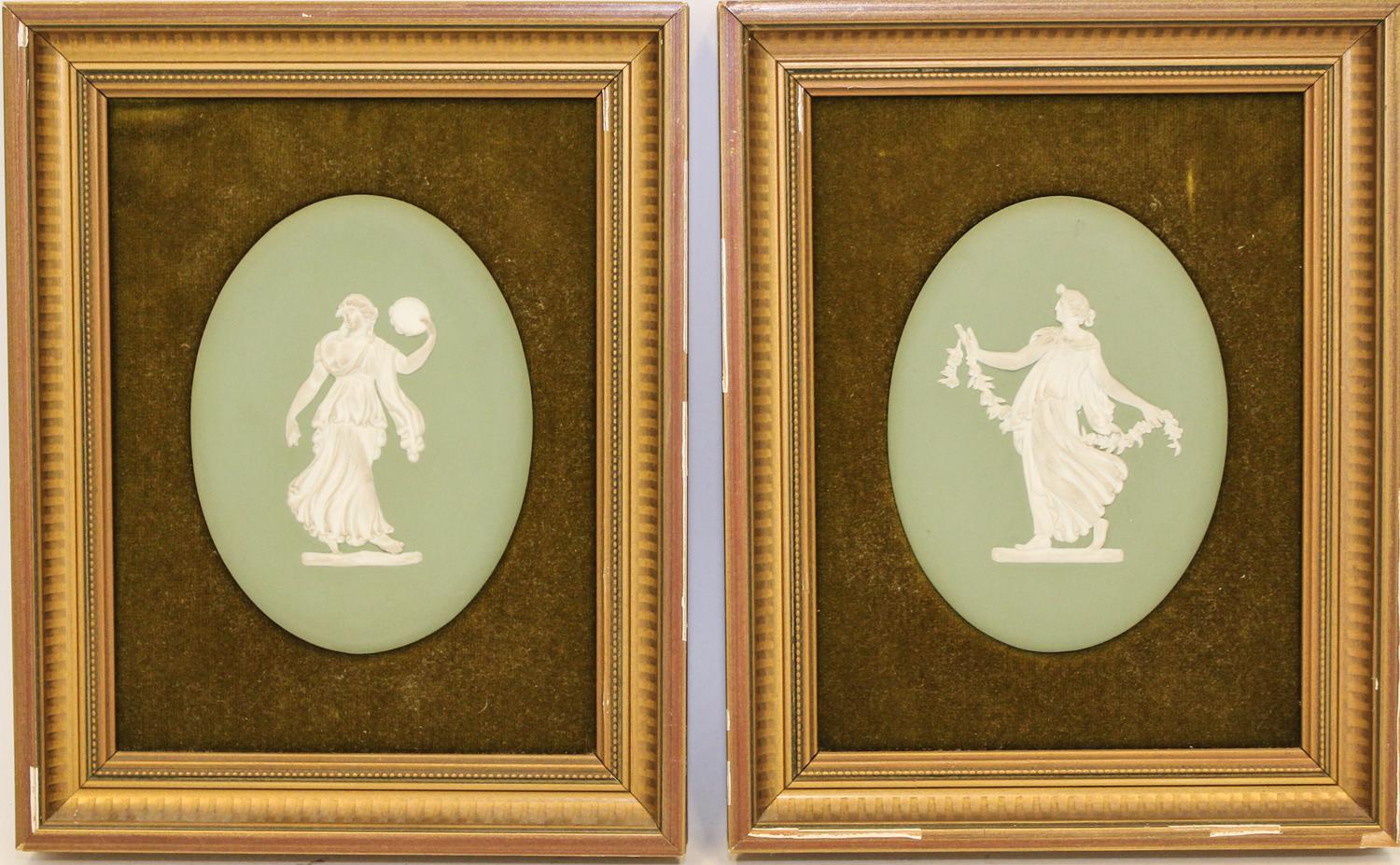 A Pair of Wedgwood Jasperware Plaques Height of porcelain 5 1/2 inches.