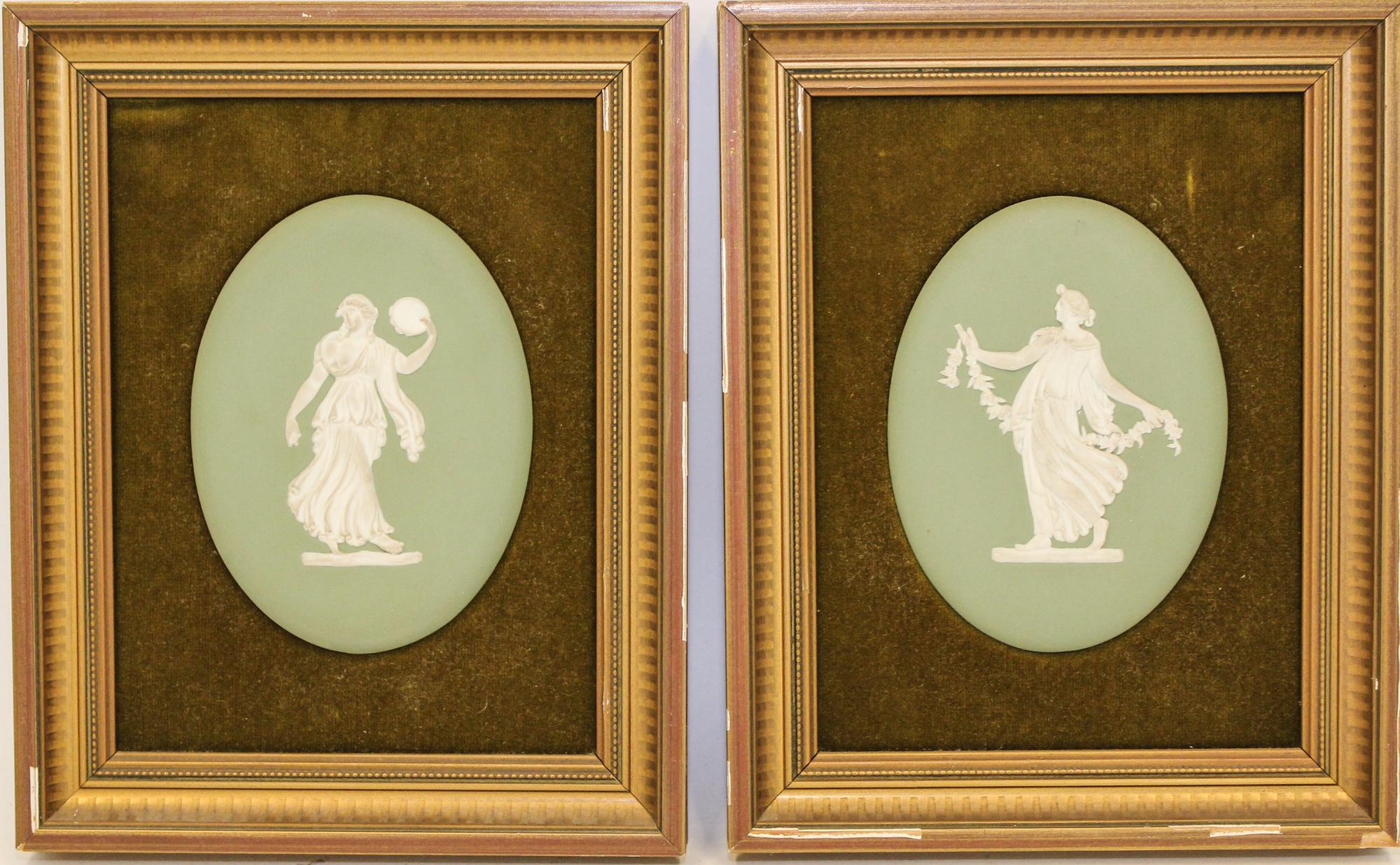 A Pair of Wedgwood Jasperware Plaques Height of porcelain 5 1/2 inches.