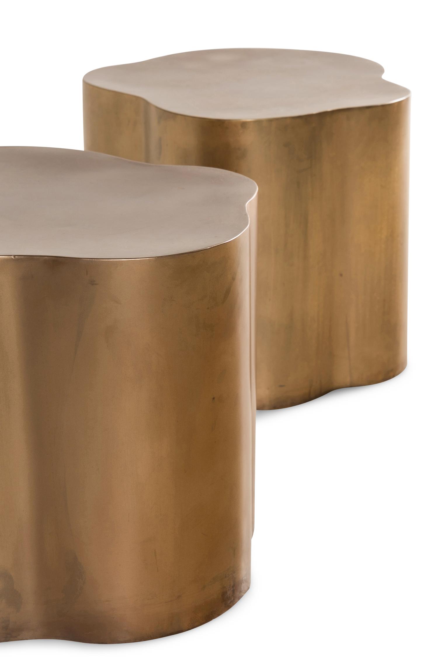 A Pair of Arteriors Lowry Brass End Tables