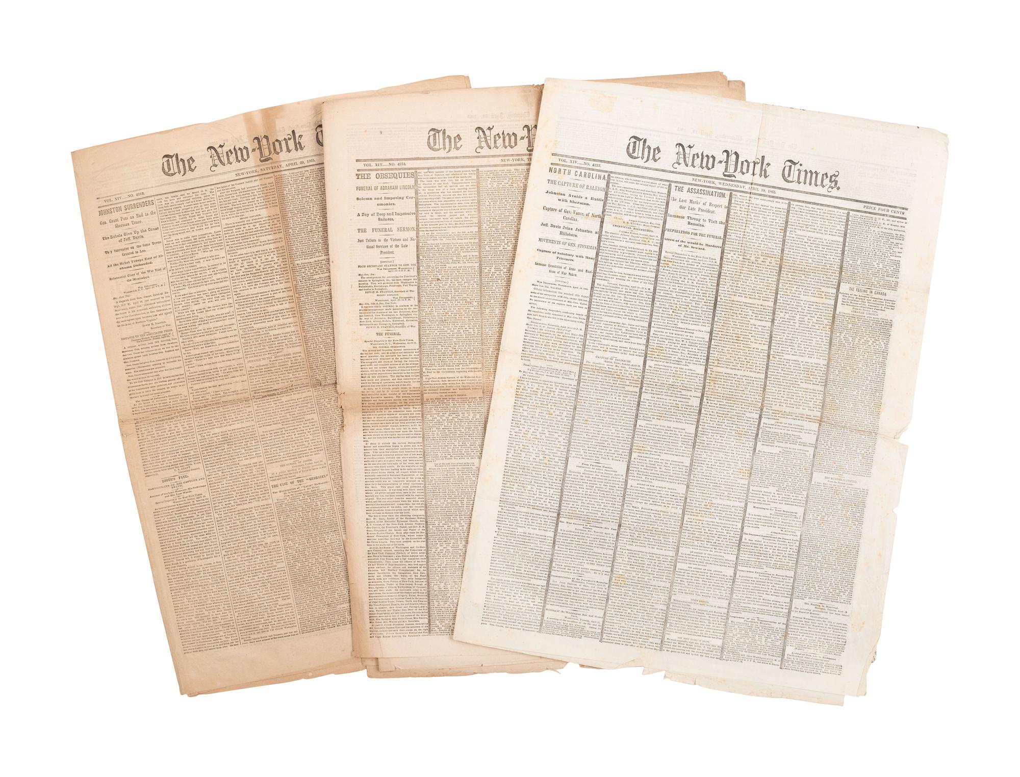 [CIVIL WAR]. Civil War-date issues of the New York Herald , New York Times , & New York Tribune .