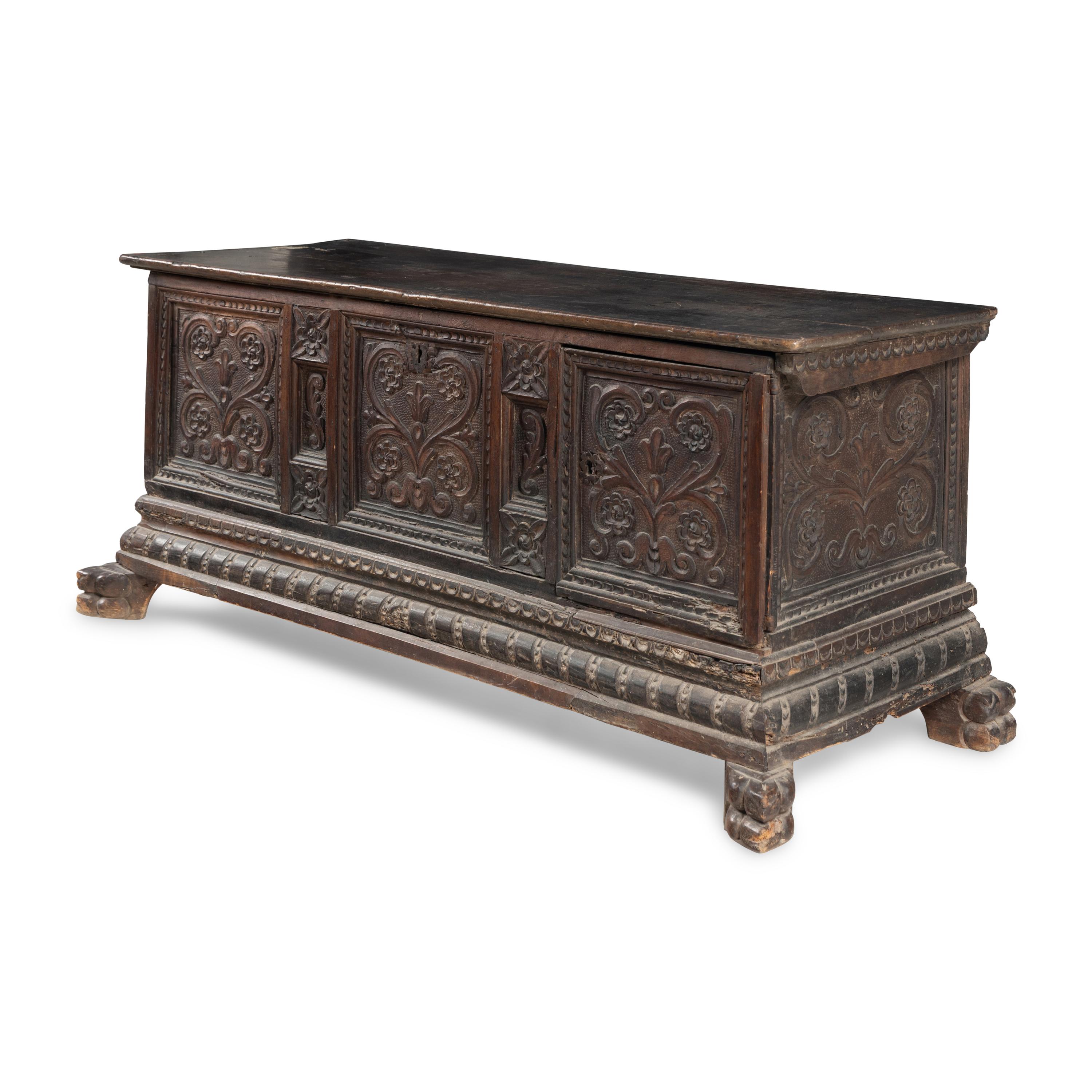 A Baroque Carved Walnut Coffer