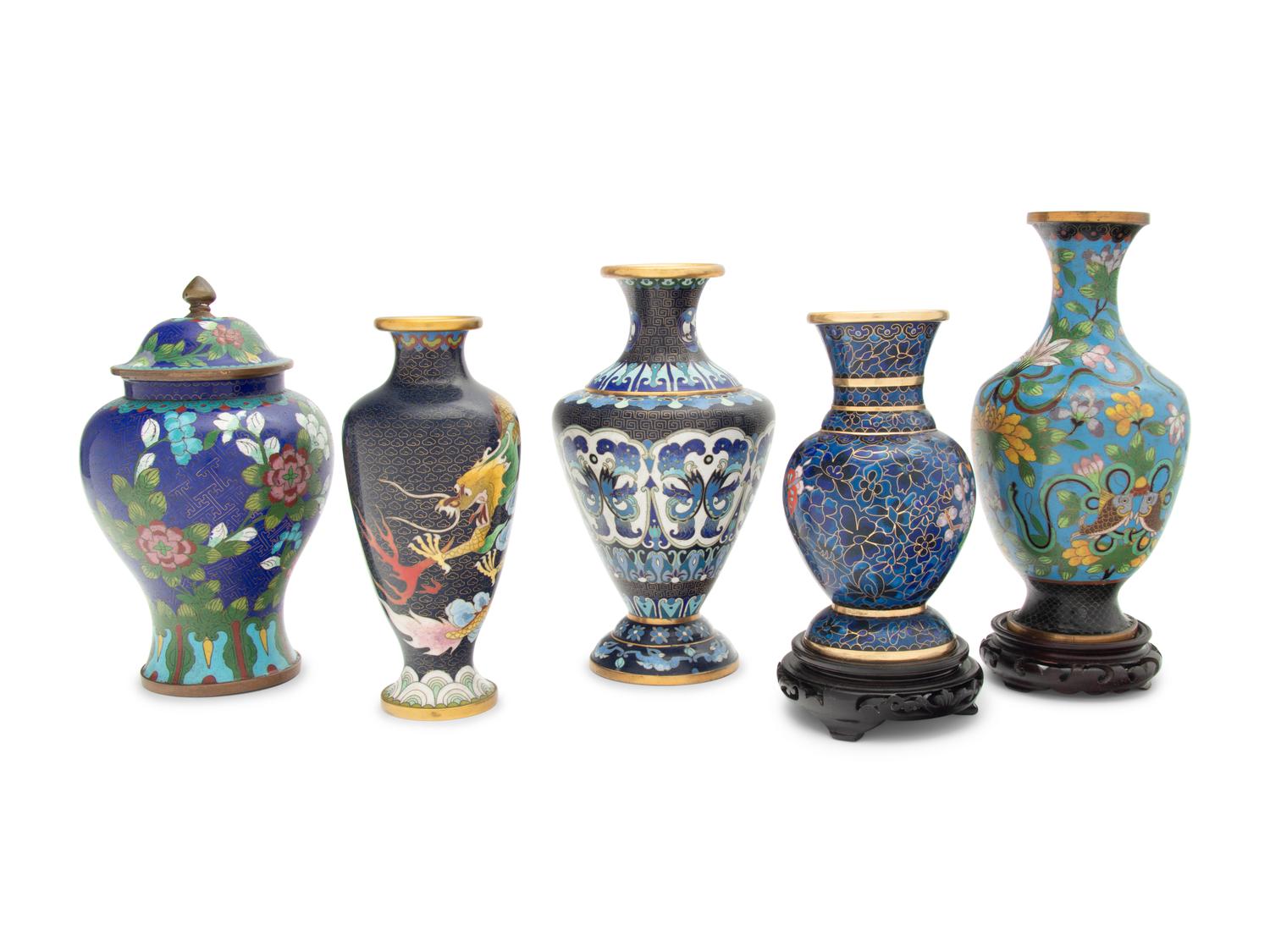 Eight Chinese and Japanese Cloisonné Enamel Articles