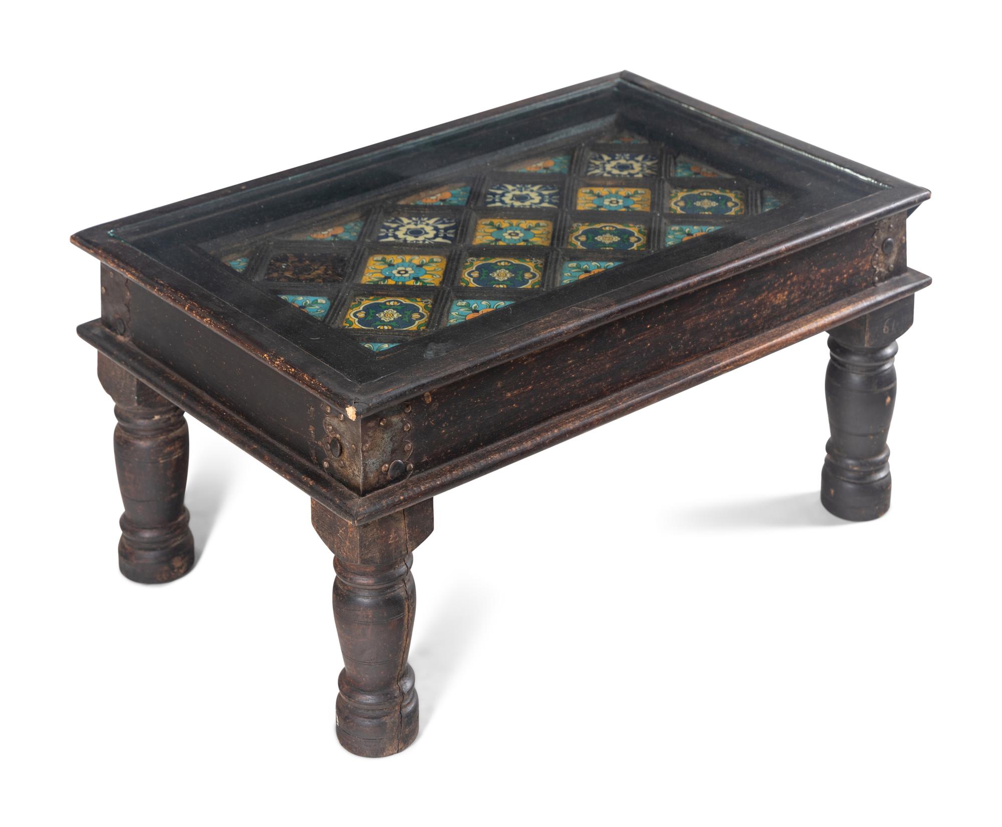 A Moroccan Tile-Inset Low Table