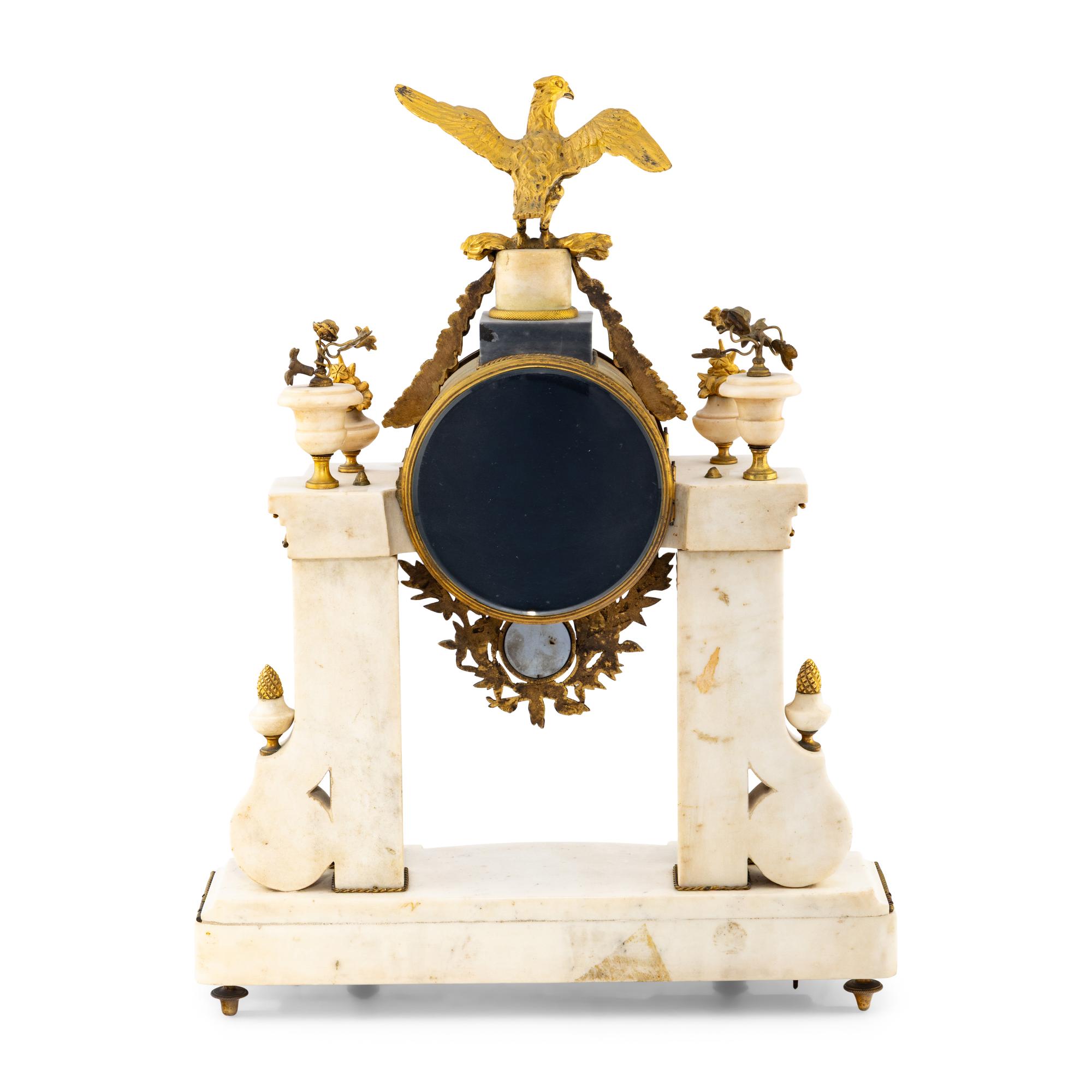 A Louis XVI Marble Mantel Clock