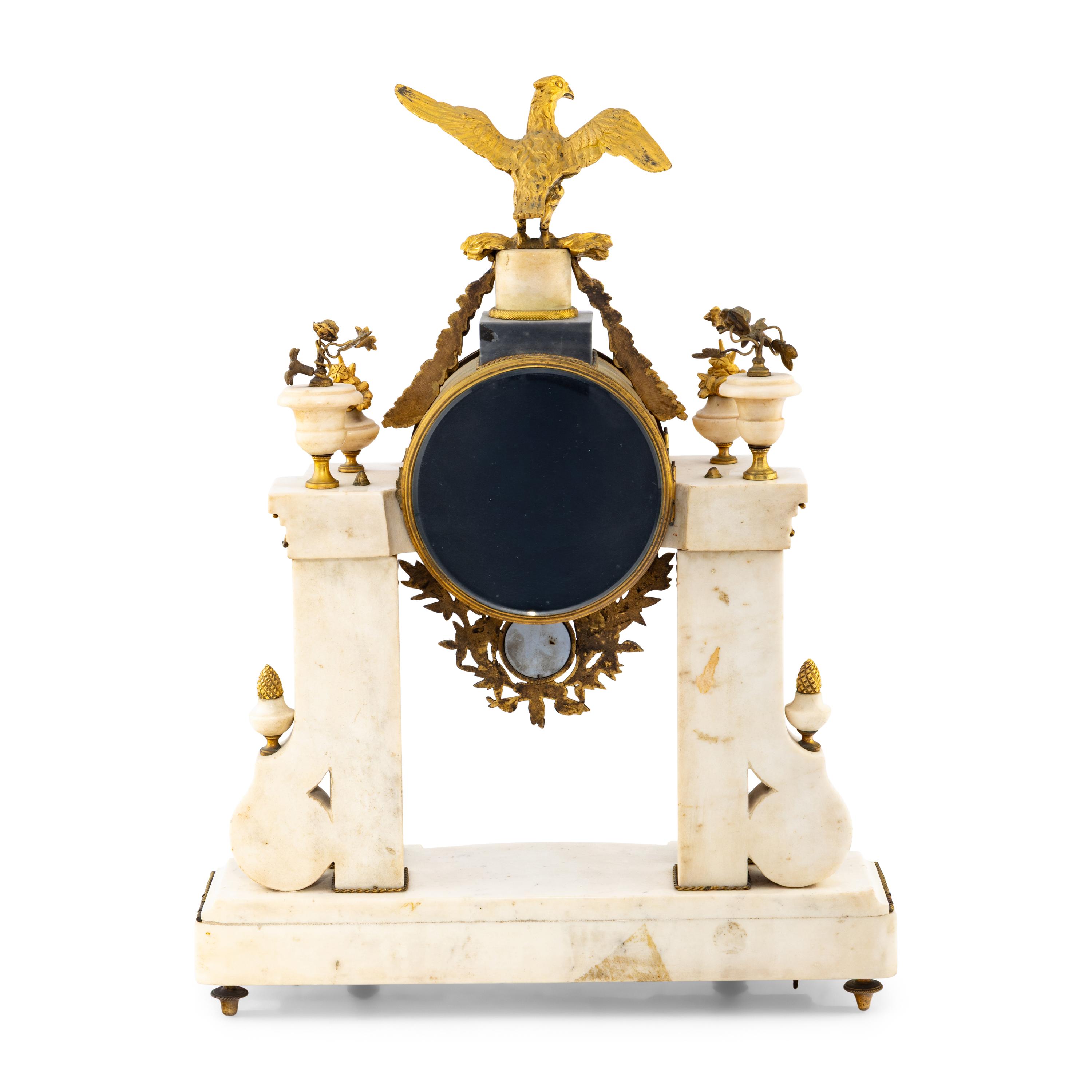 A Louis XVI Marble Mantel Clock