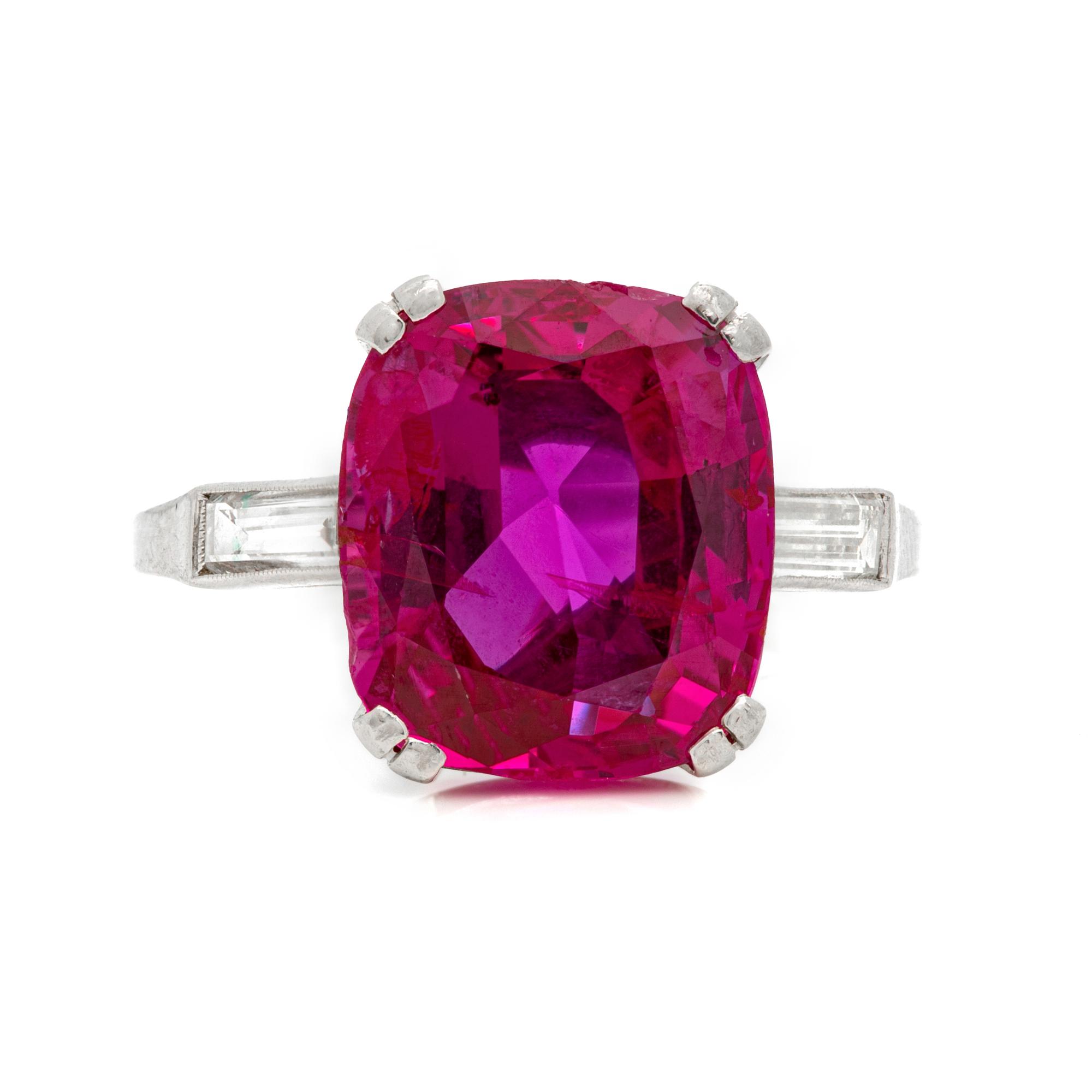SPAULDING-GORHAM, UNHEATED BURMESE RUBY AND DIAMOND RING
