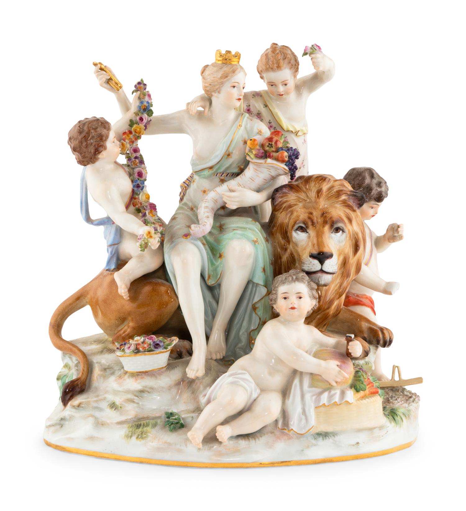 A Meissen Porcelain Group of Cybele Attended by Four Putti