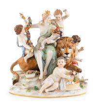 A Meissen Porcelain Group of Cybele Attended by Four Putti