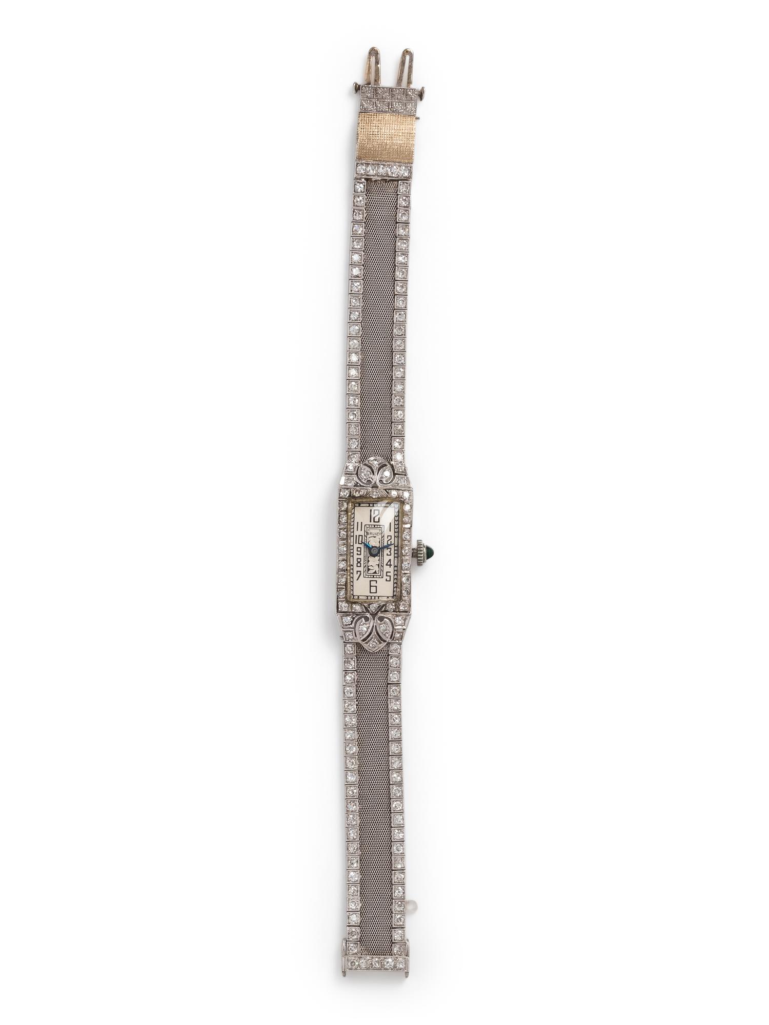 ANTIQUE, PLATINUM AND DIAMOND WRISTWATCH