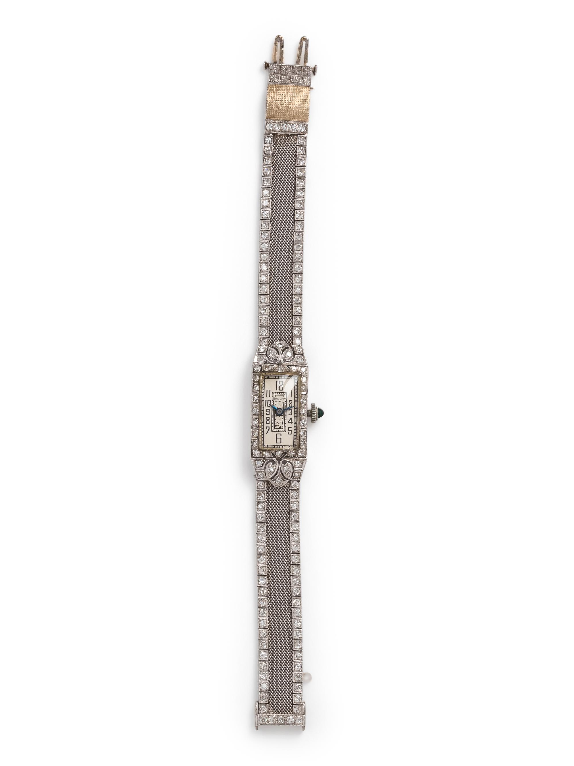 ANTIQUE, PLATINUM AND DIAMOND WRISTWATCH