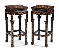 A Pair of Chinese Export Lacquer Pedestals