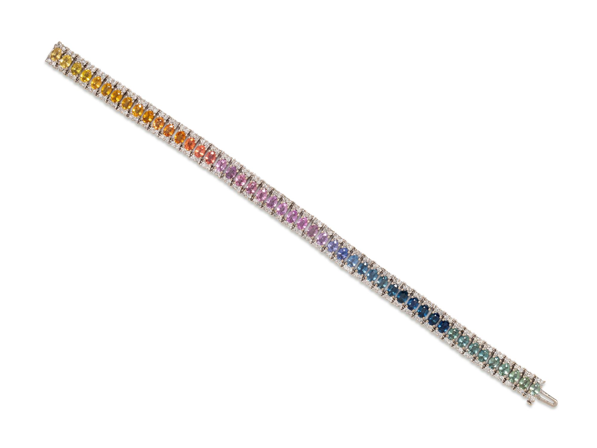 MULTICOLOR SAPPHIRE, GEMSTONE AND DIAMOND BRACELET
