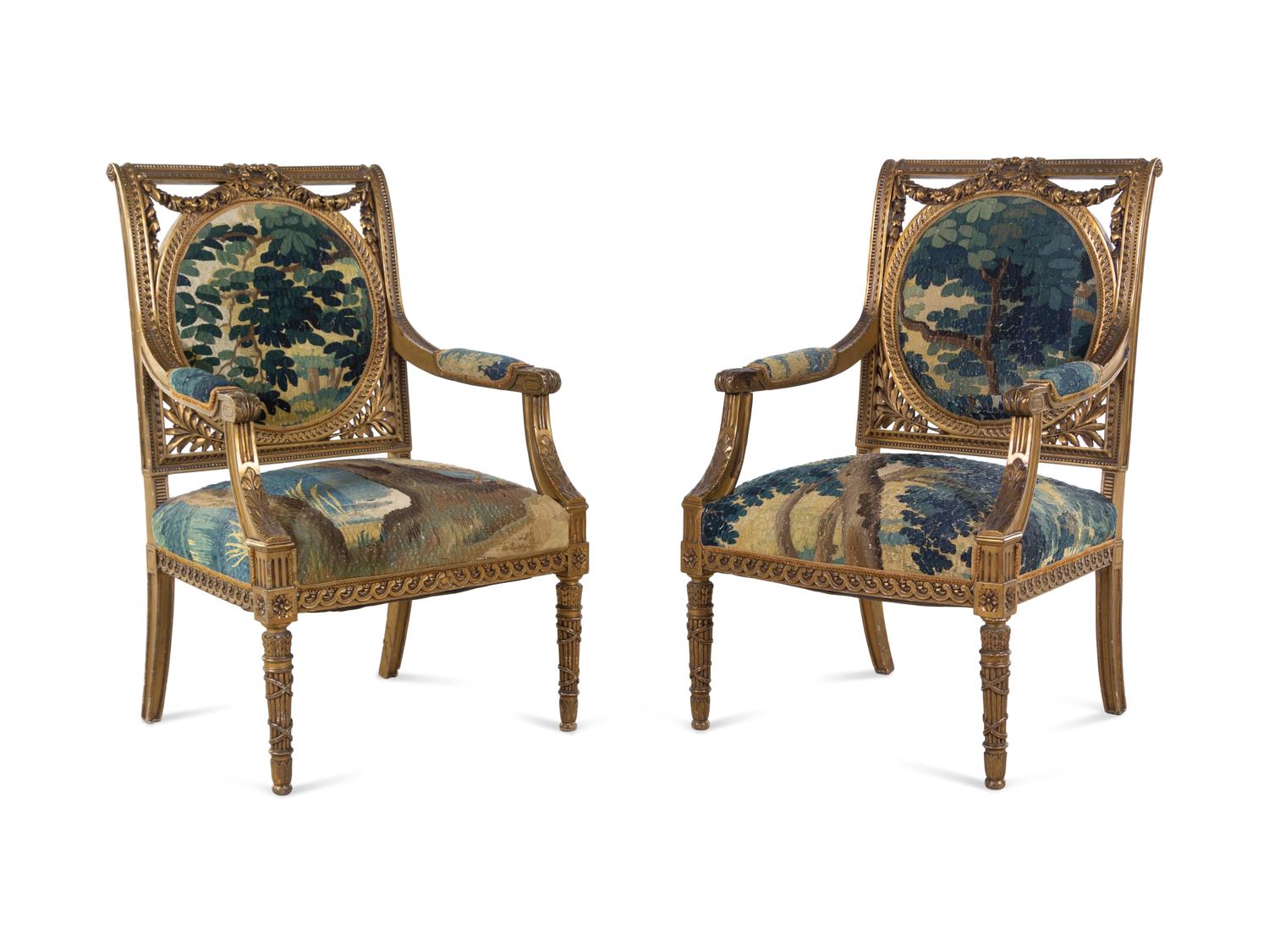A Pair of Louis XVI Style Fauteuils
