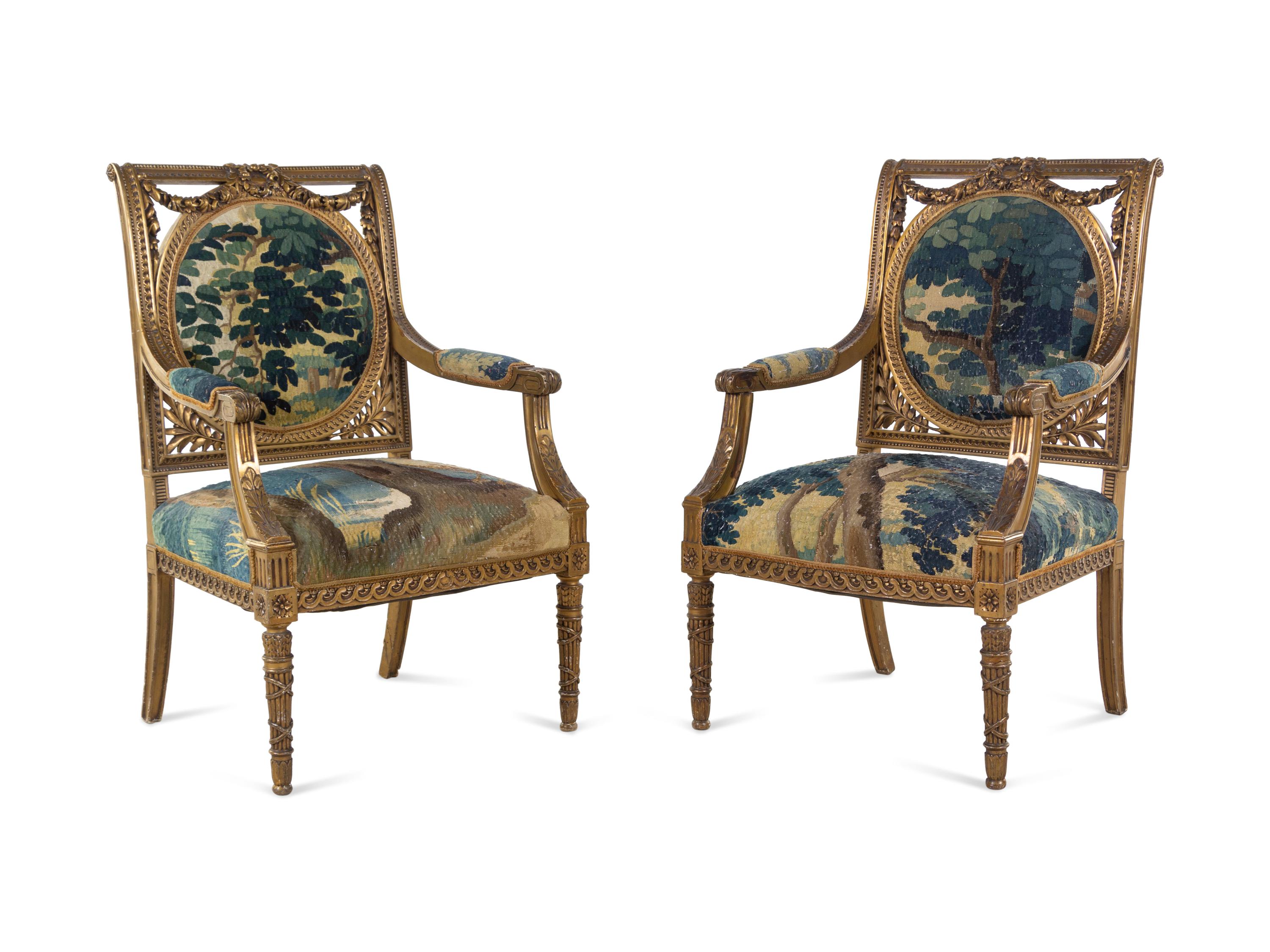 A Pair of Louis XVI Style Fauteuils