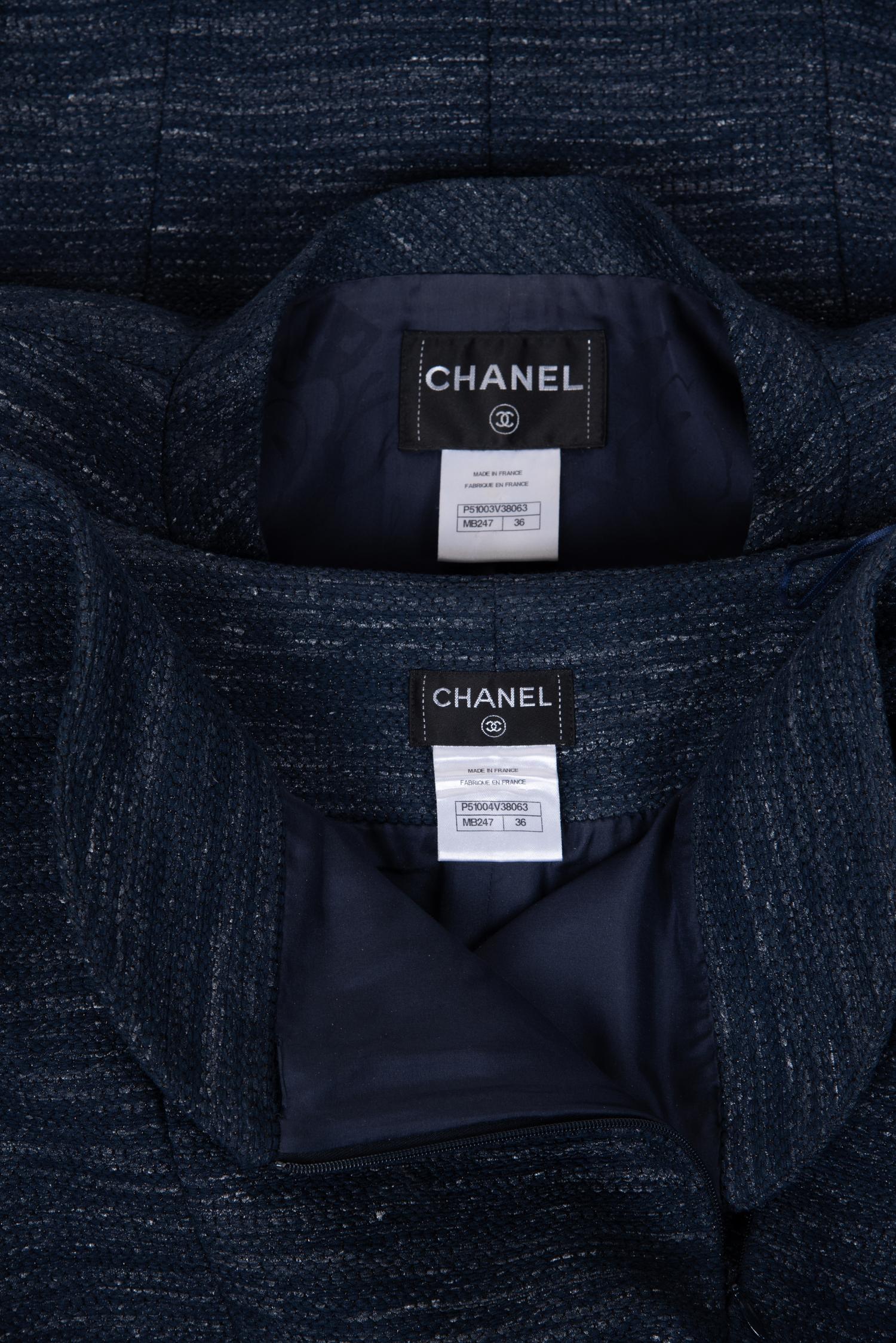 Chanel Tweed Double Breasted Skirt Suit, 1990-2000s