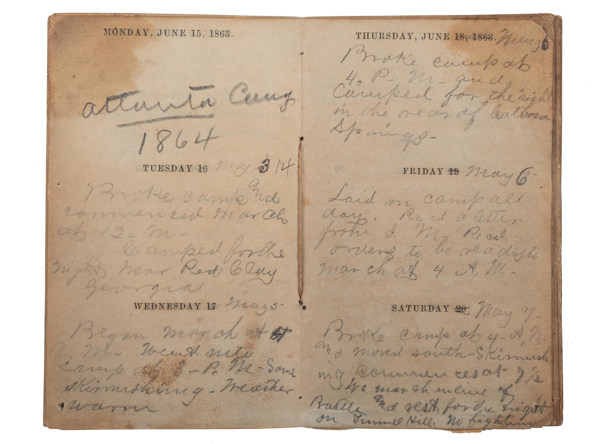 [CIVIL WAR]. Diary of Assistant Surgeon Robert P. Davis, 84th Indiana Regiment.