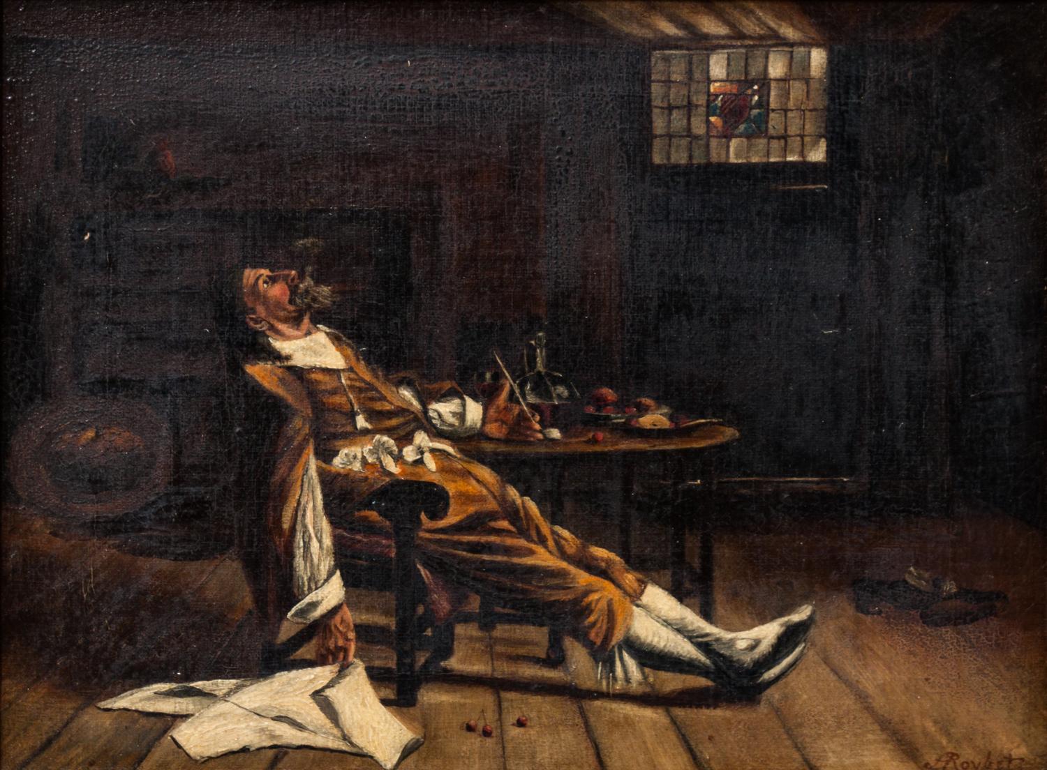 Ferdinand Roybet, (French, 1840-1920), Lounging Gentleman at Table