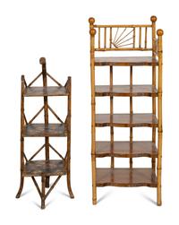 Two English Aesthetic Bamboo Etageres