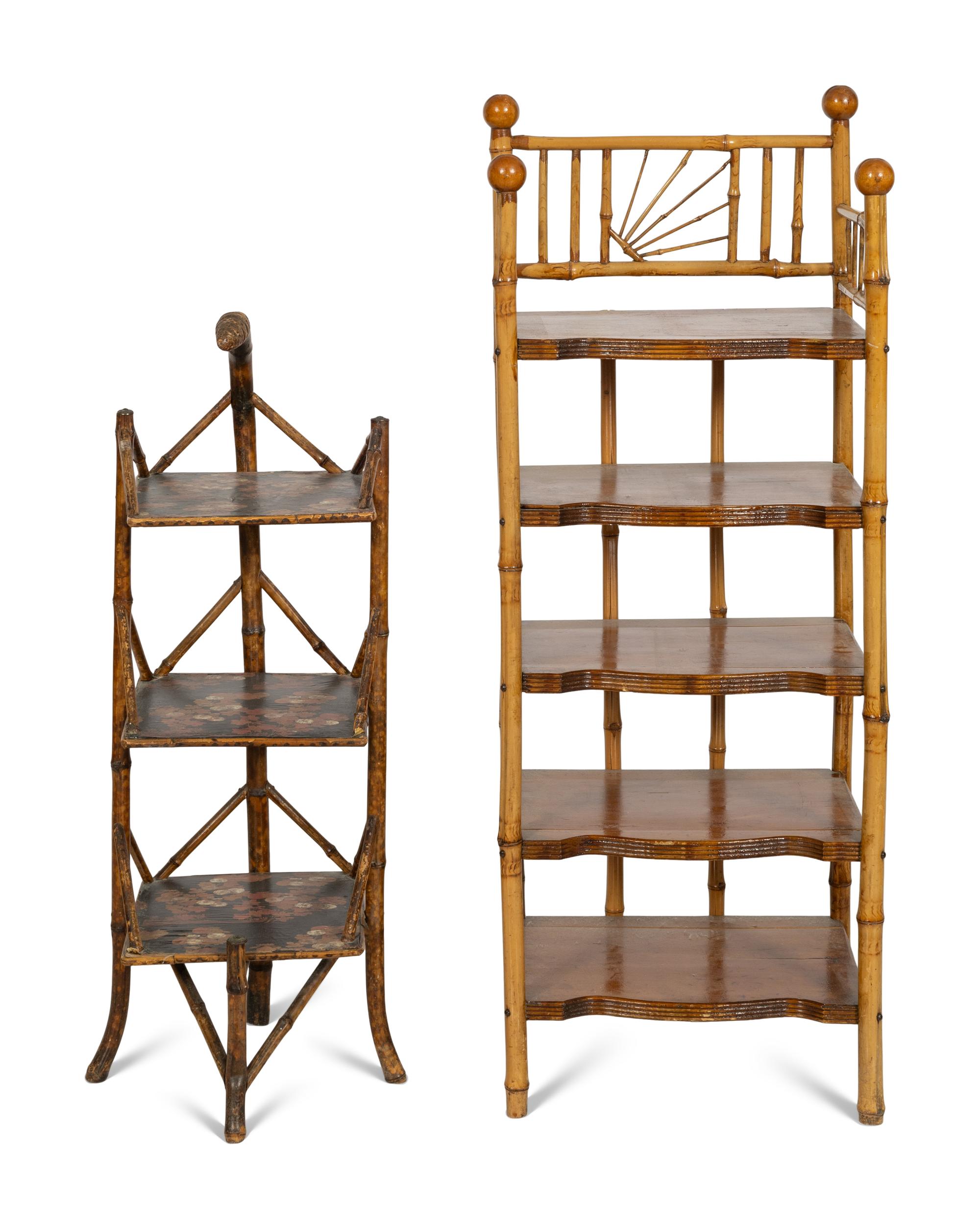 Two English Aesthetic Bamboo Etageres