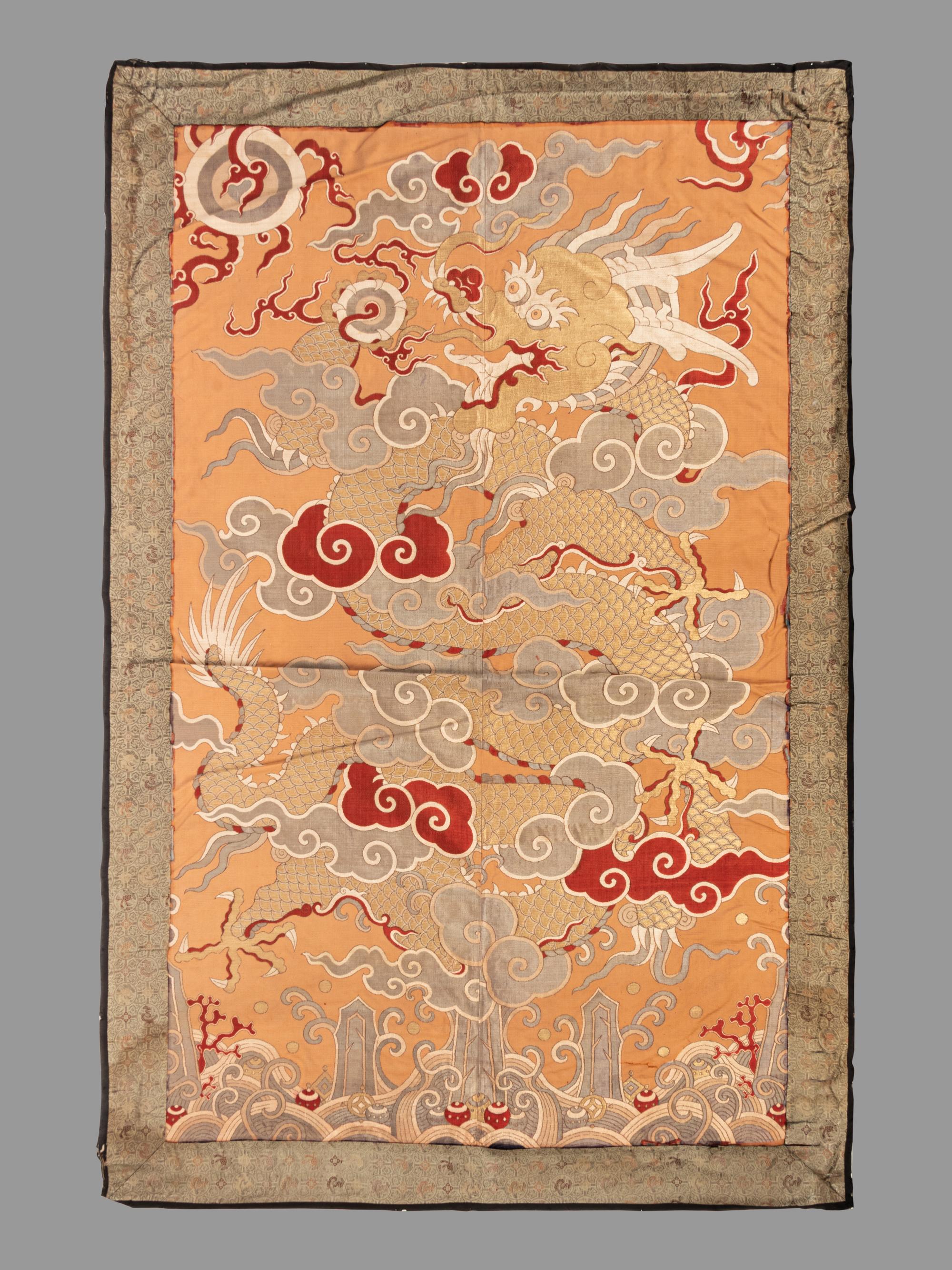 A Large Kesi Woven Silk 'Dragon' Panel