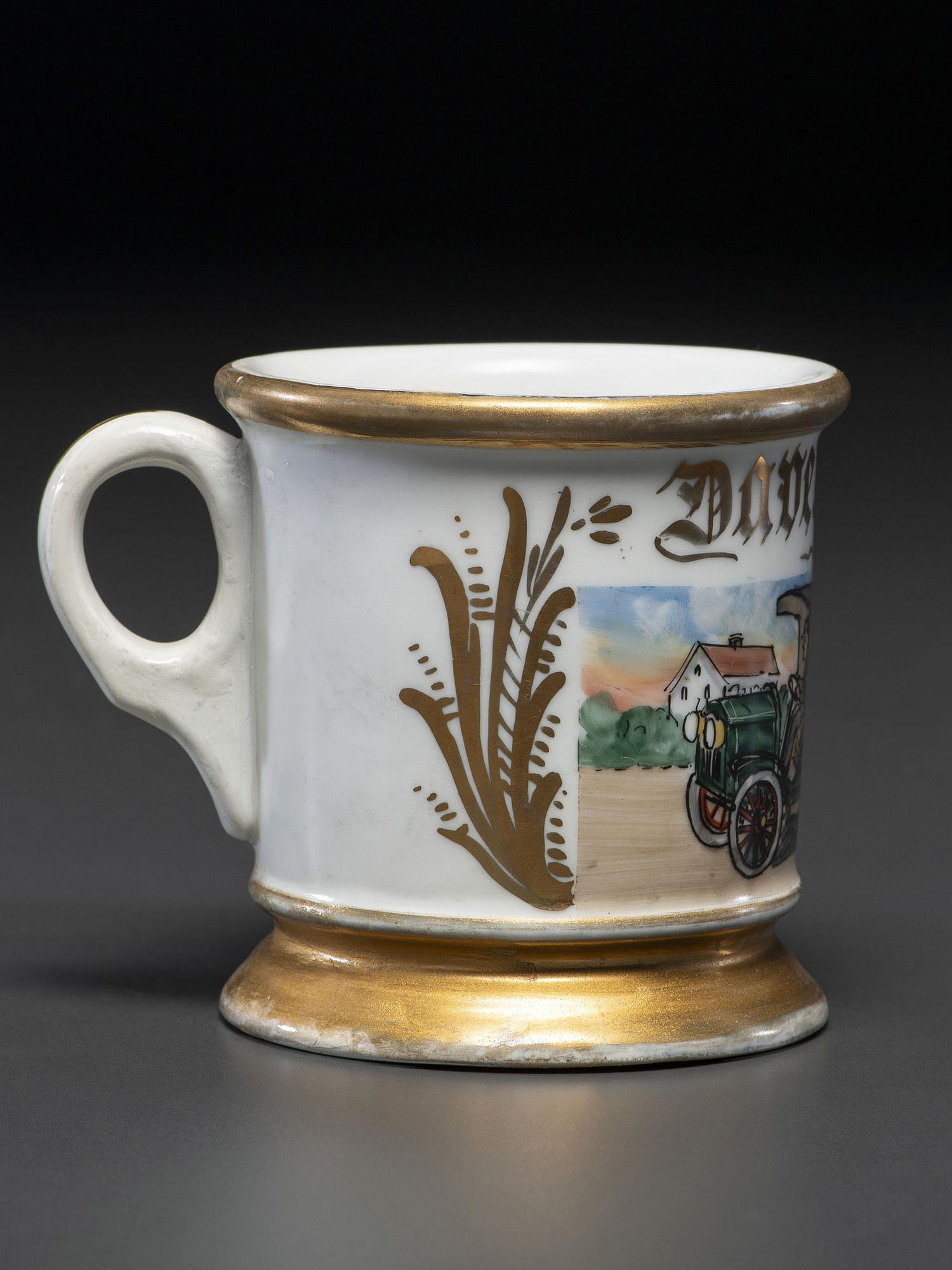 A Laundryman's Porcelain Occupational Shaving Mug Belonging to David Leff