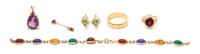 A Collection of Yellow Gold and Multigem Jewelry, 15.60 dwts.