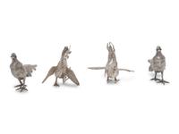 A Group of Four Silver Ornithological Table Ornaments