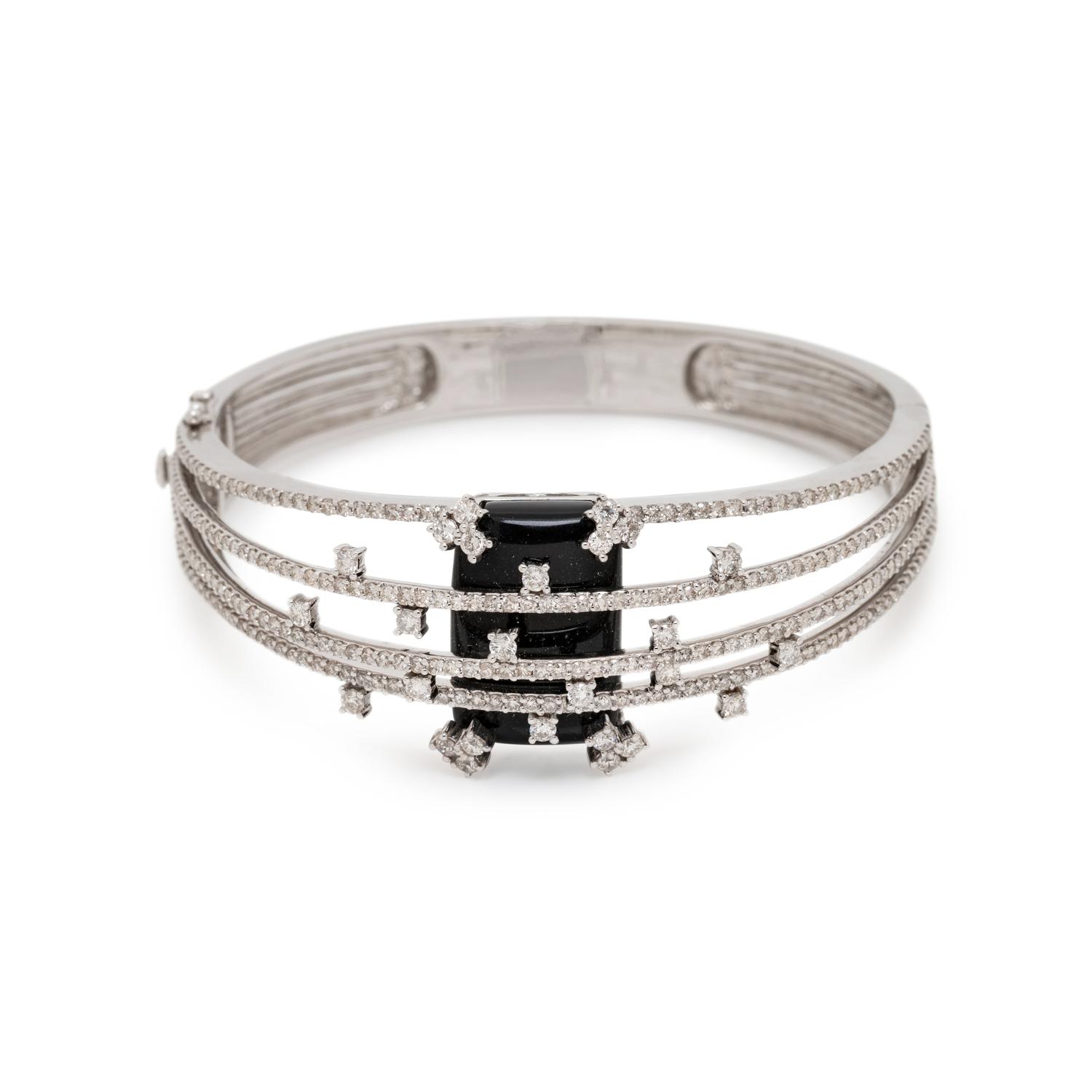ONYX AND DIAMOND BANGLE BRACELET