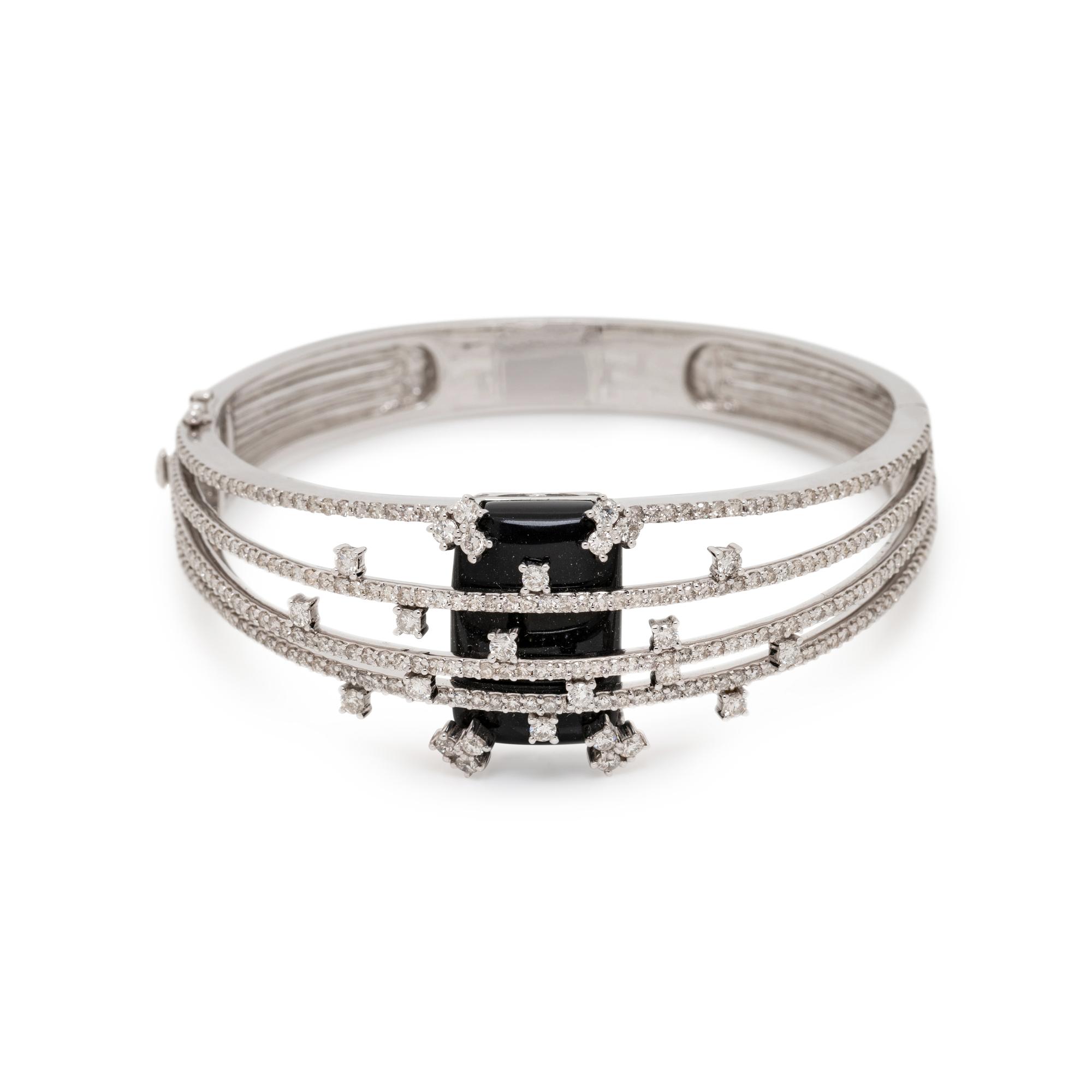 ONYX AND DIAMOND BANGLE BRACELET