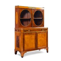 A George III Gilt Bronze Mounted Satinwood, Tulipwood and Mahogany Ladies' Writing Cabinet