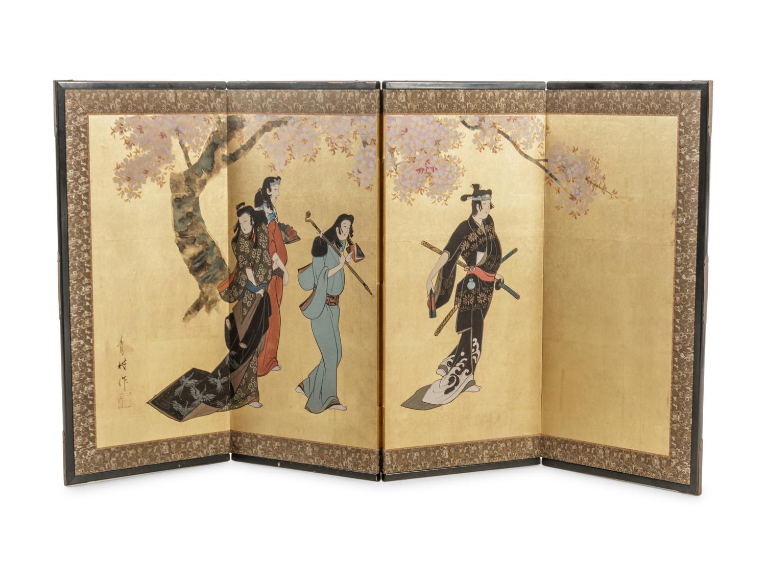 A Japanese Paper Four-Panel Screen