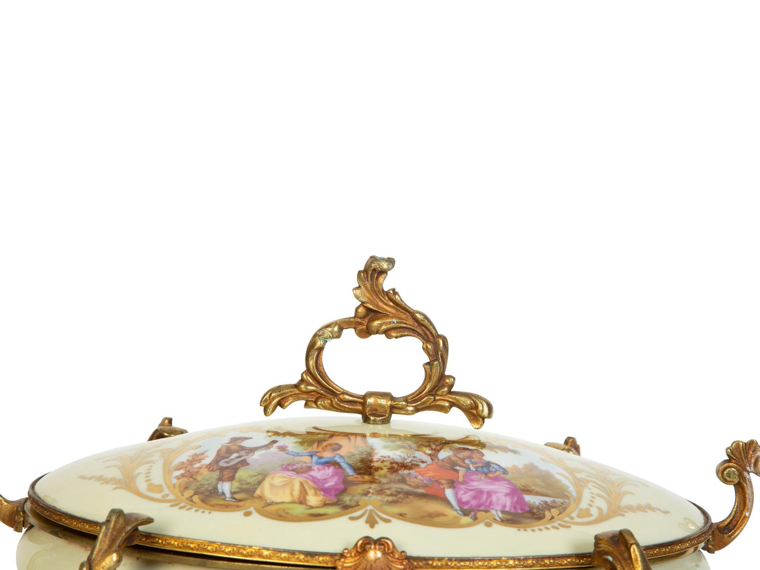 A Gilt Metal Mounted Sèvres Style Porcelain Table Casket