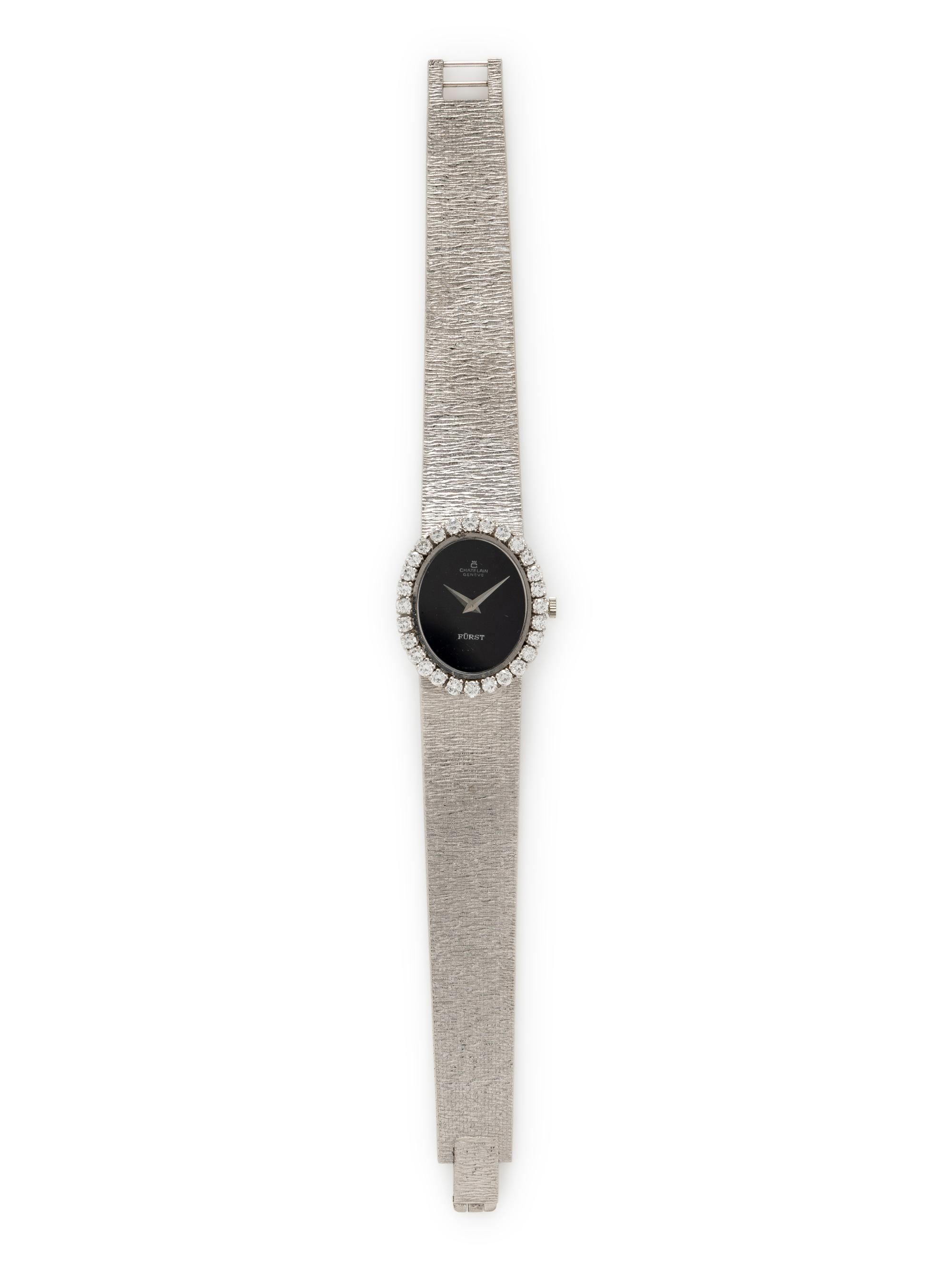 CHATELAIN FOR FÜRST, WHITE GOLD AND DIAMOND WATCH