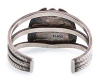 Navajo Stamped Silver Cuff Bracelet, with #8 Turquoise