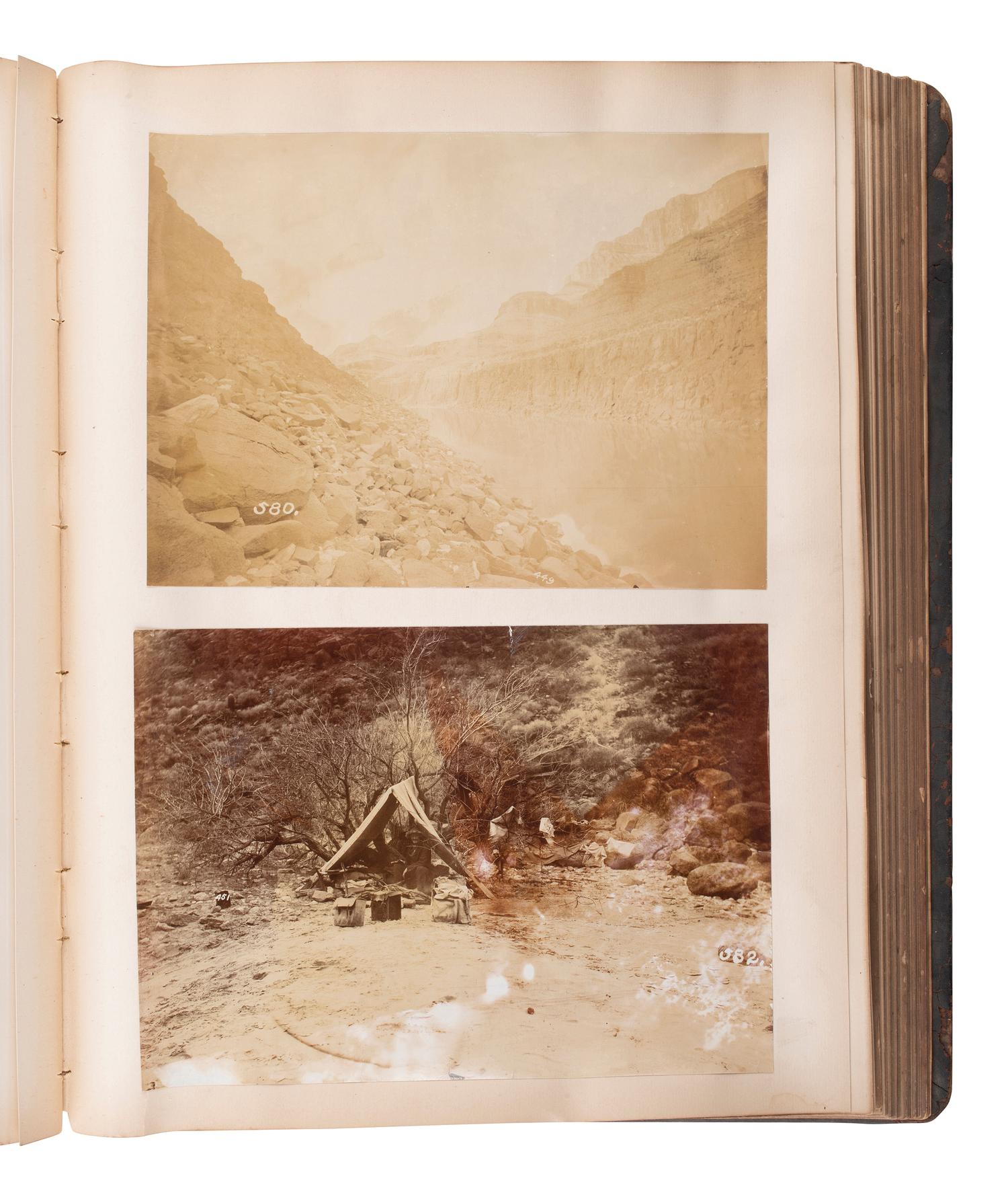 [EARLY PHOTOGRAPHY - WESTERN AMERICANA]. Album containing photographs documenting Robert B. Stanton's Survey of the Colorado River, 1889.