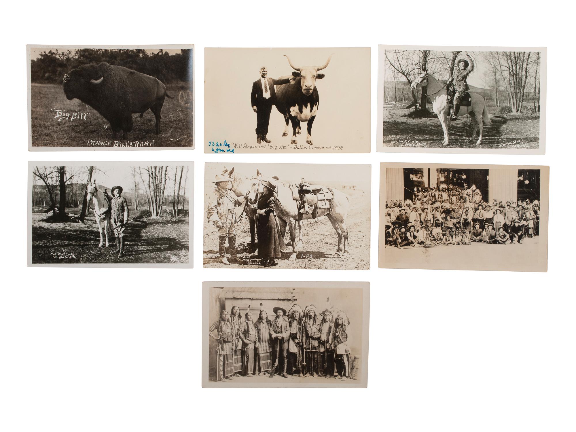 [WILD WEST SHOWS]. A group of 29 RPPCs of Buffalo Bill Cody, Pawnee Bill, and other personalities.