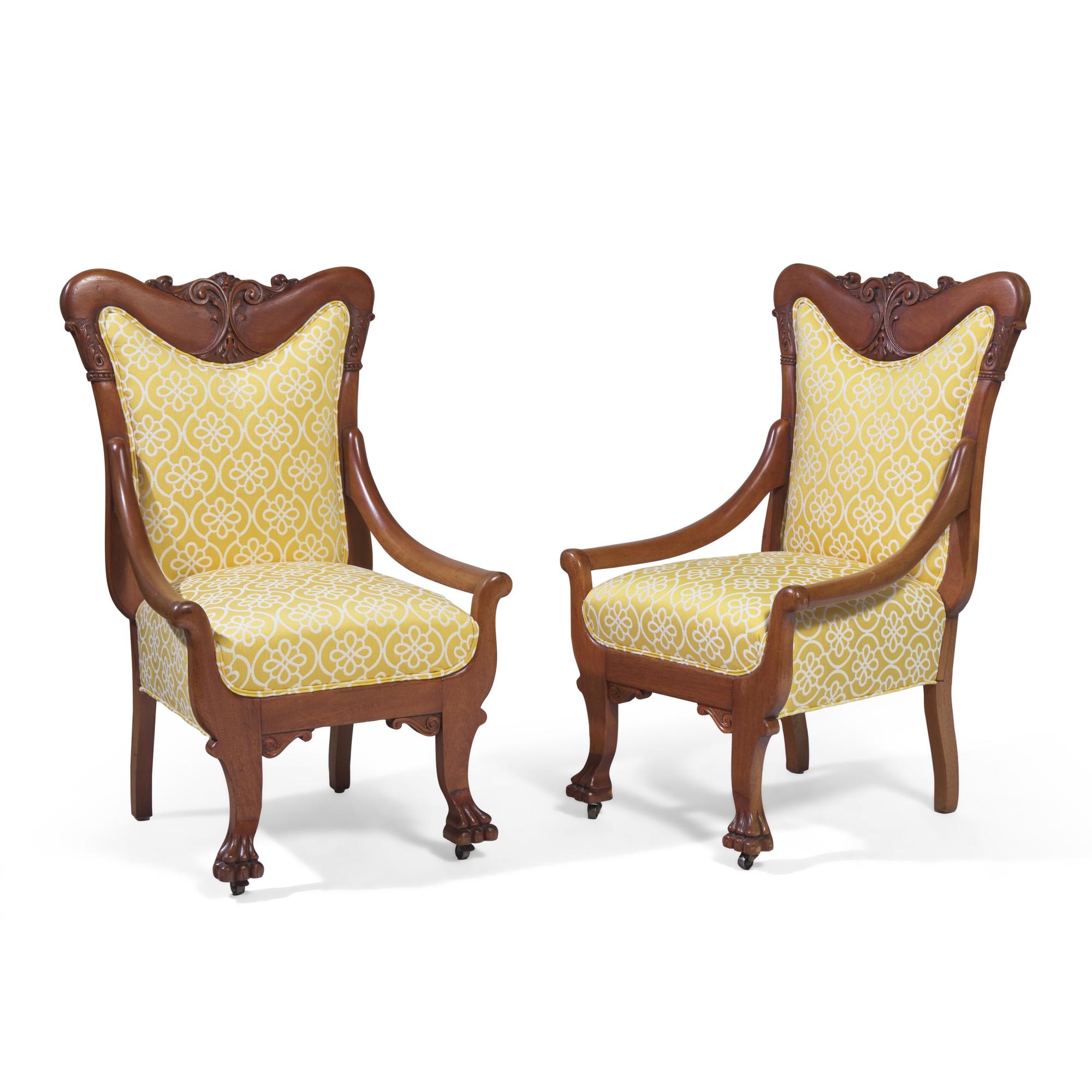 A Pair of Belle Époque Style Blonde Mahogany Fauteuils