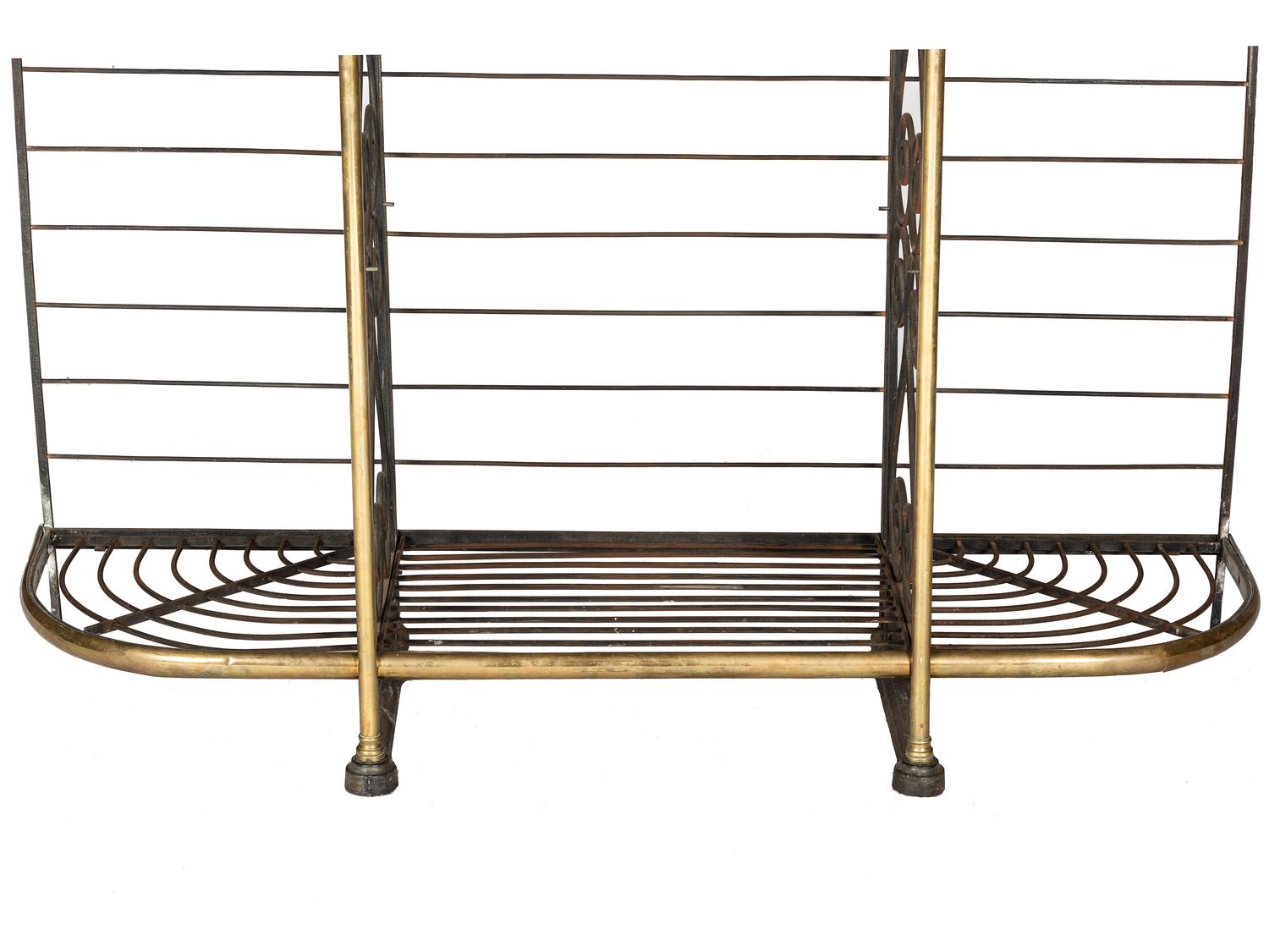 A Damerval Freres Cast Iron and Brass Baker's Rack